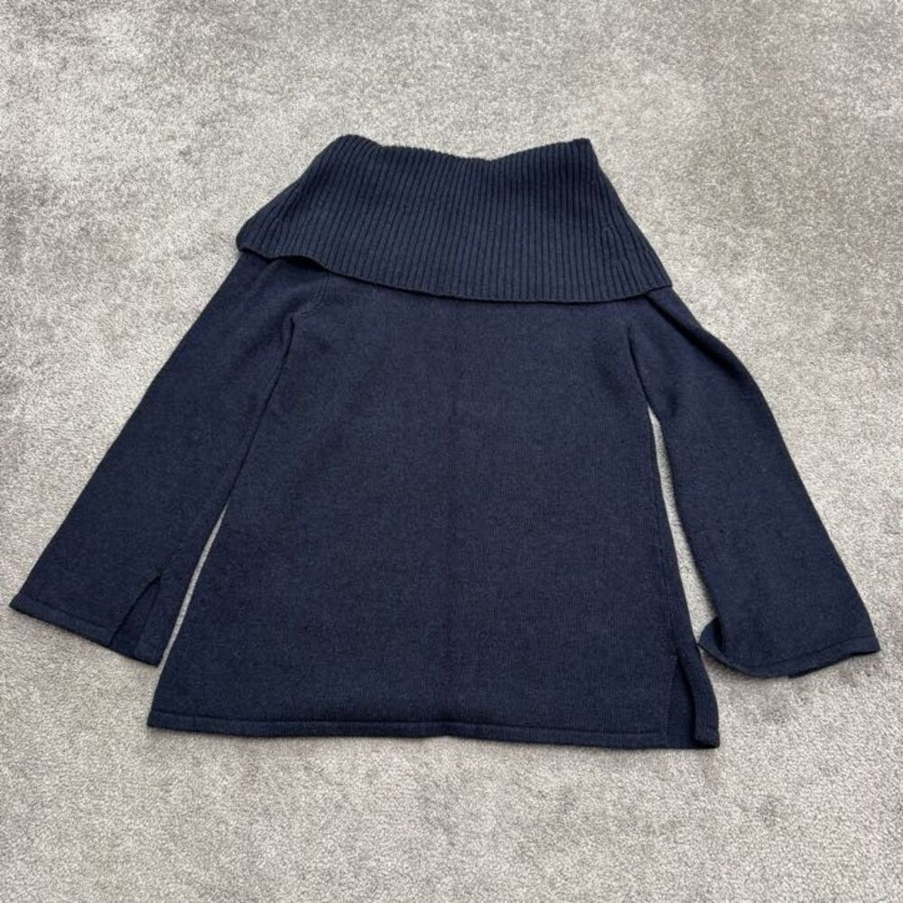 UGG Franca Funnel Off Shoulder Tunic Sweater Womens Large Navy Blue Wool Blend